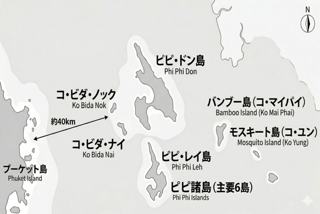 ピピ諸島　マップ　位置関係